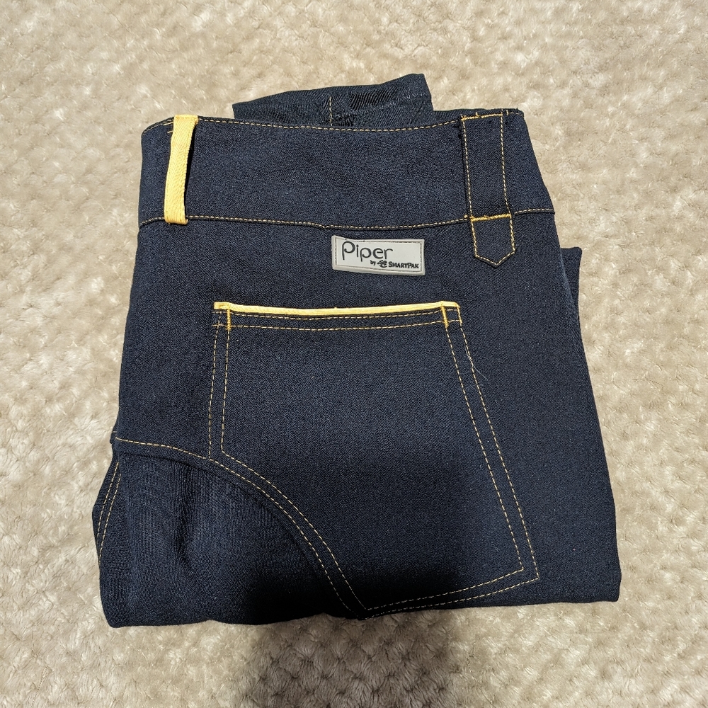 Women's Smartpak Piper Breeches 34L Navy and Yellow